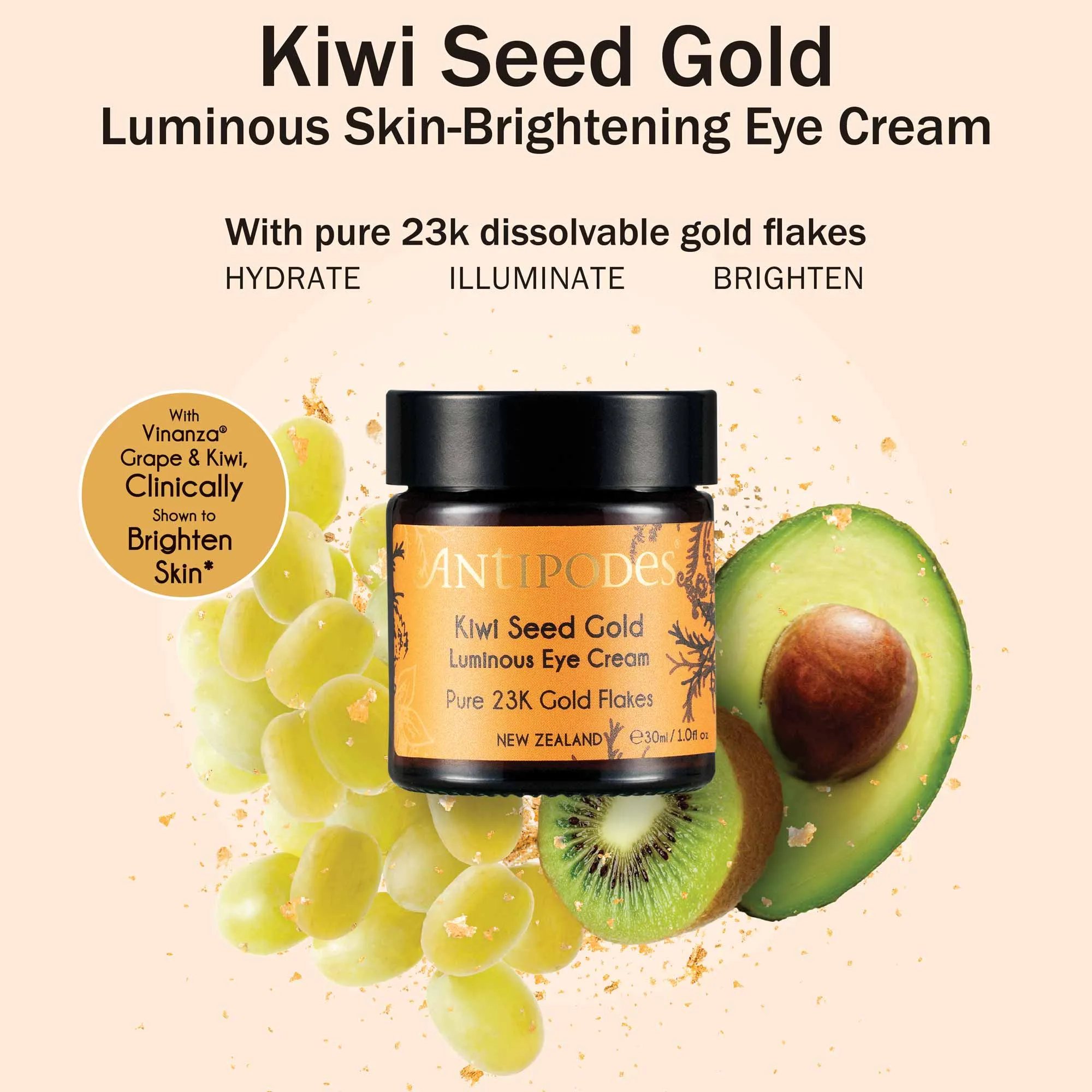 Antipodes Kiwi Seed Gold Luminous Eye Cream 30ml