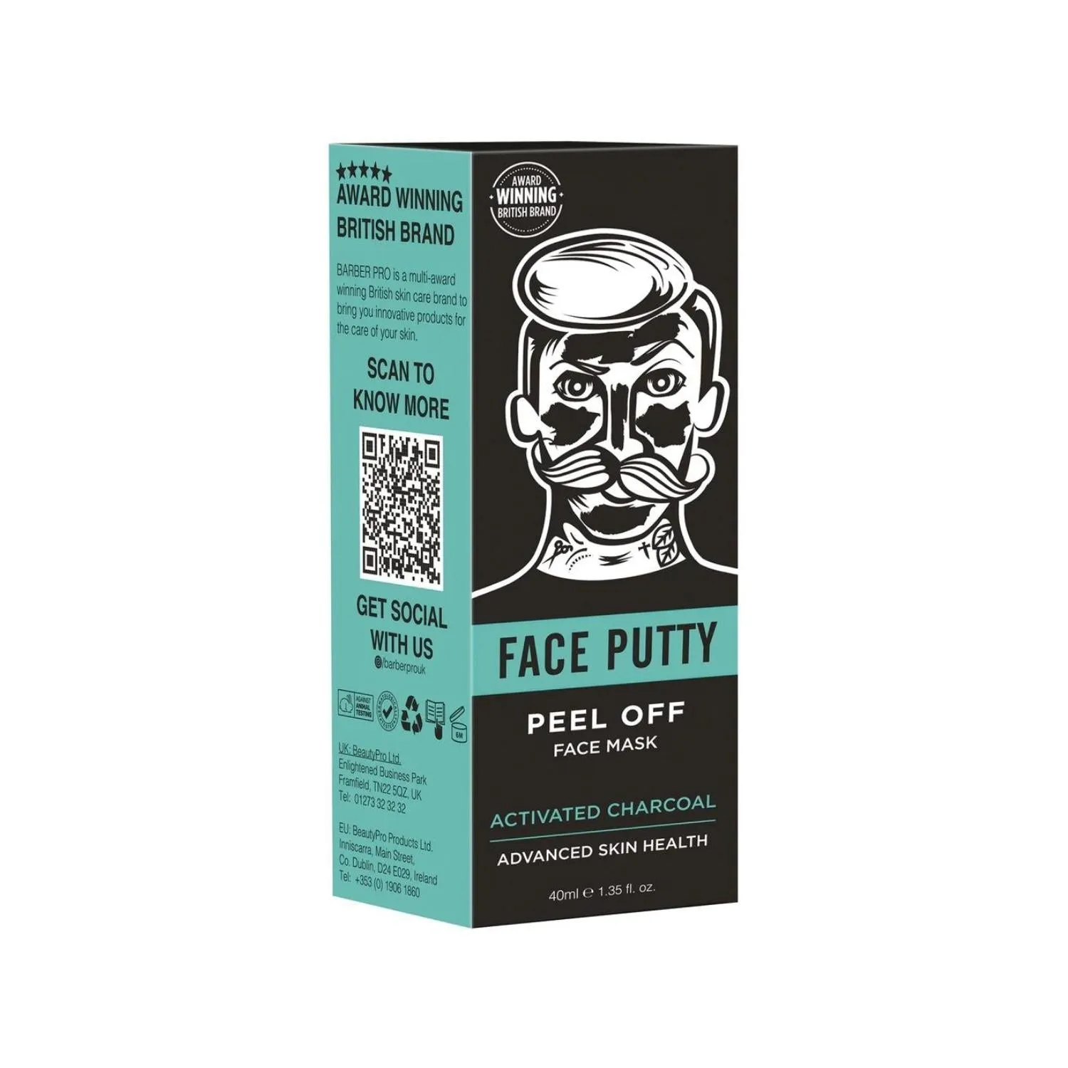 Barber Pro Face Putty Peel-Off Mask With Activated Charcoal (40ml)