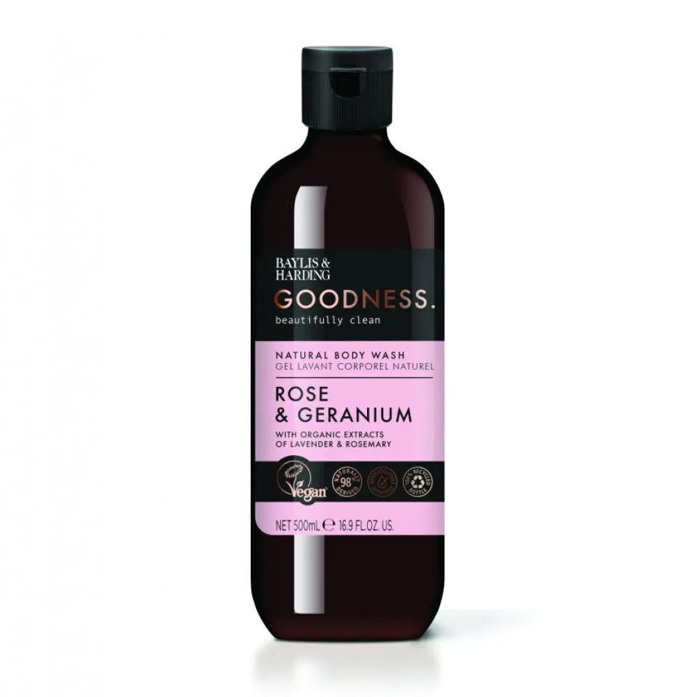 Baylis & Harding Goodness Rose & Geranium, 500ml Body Wash