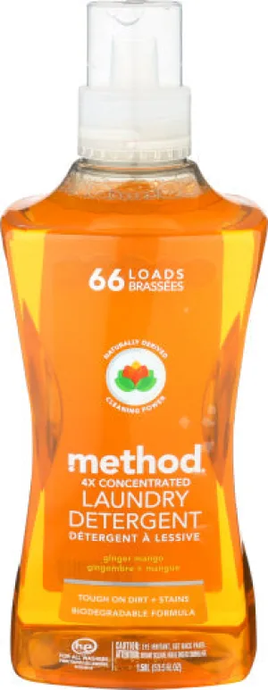 Method - Laundry Detergent, Ginger Mango, 53.5 oz - Pack of 4