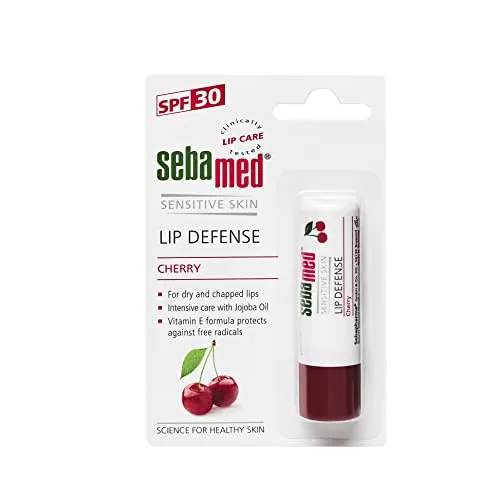 Sebamed Lip defense 4.8gm, Cherry | SPF 30 |Lip balm for Dry & Chapped lips with natual oil & Vitamin E | UV protection | Dermatologically tested